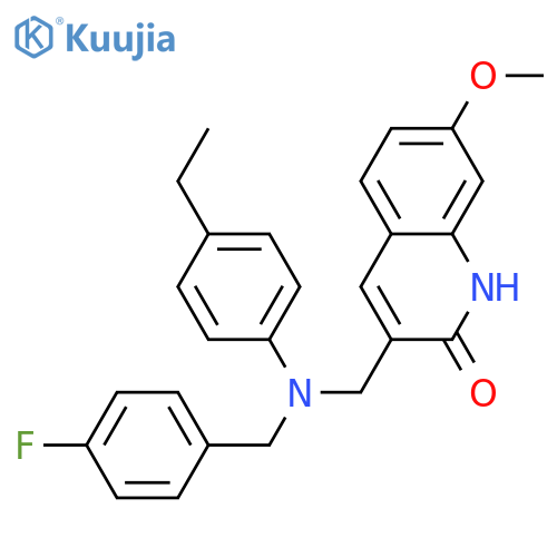 3-{(4-ethylphenyl)(4-fluorophenyl)methylaminomethyl}-7-methoxy-1,2-dihydroquinolin-2-one structure