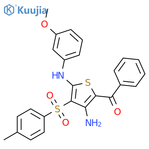 5-benzoyl-N2-(3-methoxyphenyl)-3-(4-methylbenzenesulfonyl)thiophene-2,4-diamine structure