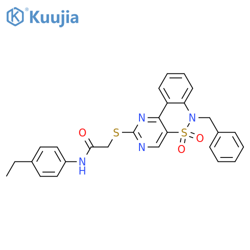 2-({9-benzyl-8,8-dioxo-8lambda6-thia-3,5,9-triazatricyclo8.4.0.0^{2,7}tetradeca-1(14),2(7),3,5,10,12-hexaen-4-yl}sulfanyl)-N-(4-ethylphenyl)acetamide structure