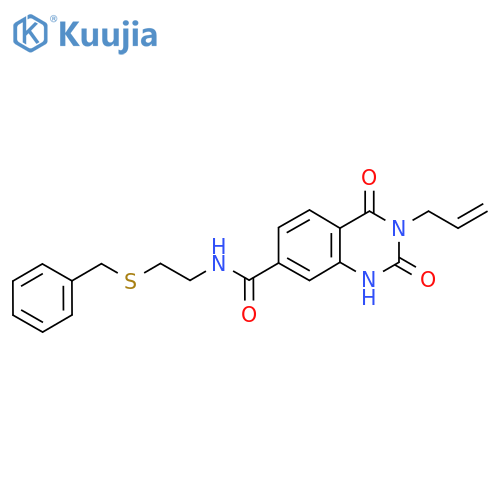 N-2-(benzylsulfanyl)ethyl-2,4-dioxo-3-(prop-2-en-1-yl)-1,2,3,4-tetrahydroquinazoline-7-carboxamide structure