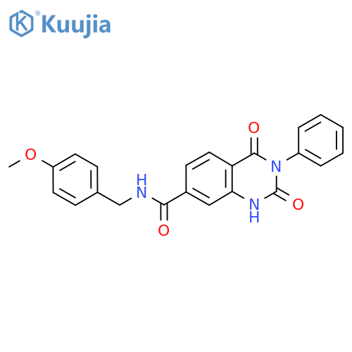 N-(4-methoxyphenyl)methyl-2,4-dioxo-3-phenyl-1,2,3,4-tetrahydroquinazoline-7-carboxamide structure