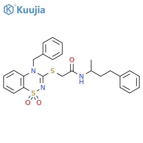 2-(4-benzyl-1,1-dioxo-4H-1lambda6,2,4-benzothiadiazin-3-yl)sulfanyl-N-(4-phenylbutan-2-yl)acetamide structure