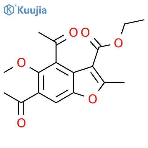 3-Benzofurancarboxylic acid, 4,6-diacetyl-5-methoxy-2-methyl-, ethyl ester structure