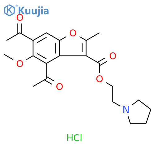 3-Benzofurancarboxylic acid, 4,6-diacetyl-5-methoxy-2-methyl-,2-(1-pyrrolidinyl)ethyl ester, hydrochloride structure