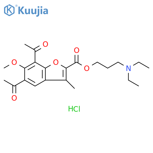 2-Benzofurancarboxylic acid, 5,7-diacetyl-6-methoxy-3-methyl-, 3-(diethylamino)propyl ester, hydrochloride (1:1) structure