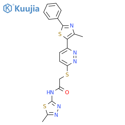N-(5-methyl-1,3,4-thiadiazol-2-yl)-2-{6-(4-methyl-2-phenyl-1,3-thiazol-5-yl)pyridazin-3-ylsulfanyl}acetamide structure
