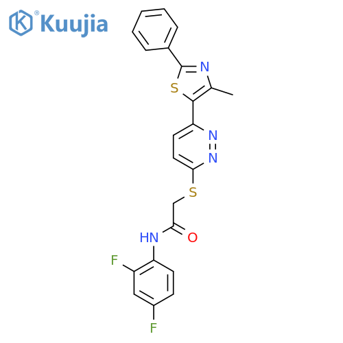 N-(2,4-difluorophenyl)-2-{6-(4-methyl-2-phenyl-1,3-thiazol-5-yl)pyridazin-3-ylsulfanyl}acetamide structure