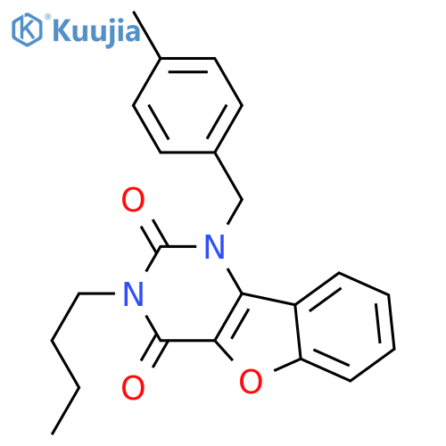 5-butyl-3-(4-methylphenyl)methyl-8-oxa-3,5-diazatricyclo7.4.0.0^{2,7}trideca-1(9),2(7),10,12-tetraene-4,6-dione structure