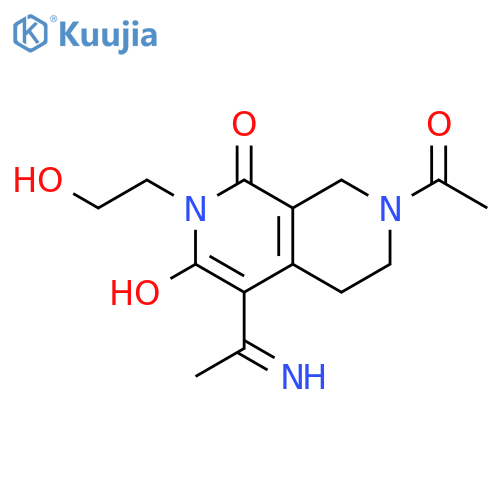 2,7-Naphthyridin-1(2H)-one,7-acetyl-5,6,7,8-tetrahydro-3-hydroxy-2-(2-hydroxyethyl)-4-(1-iminoethyl)- structure