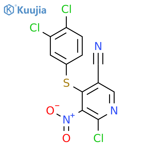 3-Pyridinecarbonitrile, 6-chloro-4-[(3,4-dichlorophenyl)thio]-5-nitro- structure