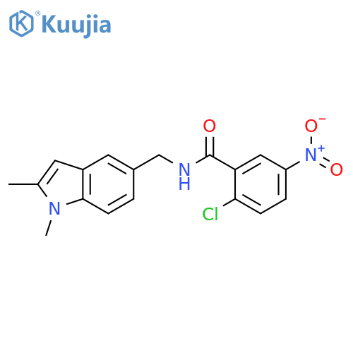 2-chloro-N-(1,2-dimethyl-1H-indol-5-yl)methyl-5-nitrobenzamide structure
