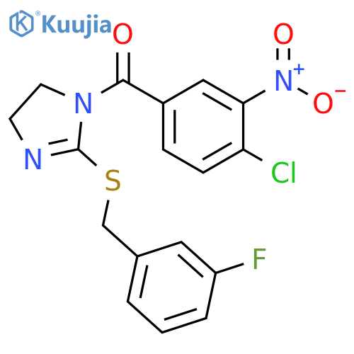 1-(4-chloro-3-nitrobenzoyl)-2-{(3-fluorophenyl)methylsulfanyl}-4,5-dihydro-1H-imidazole structure