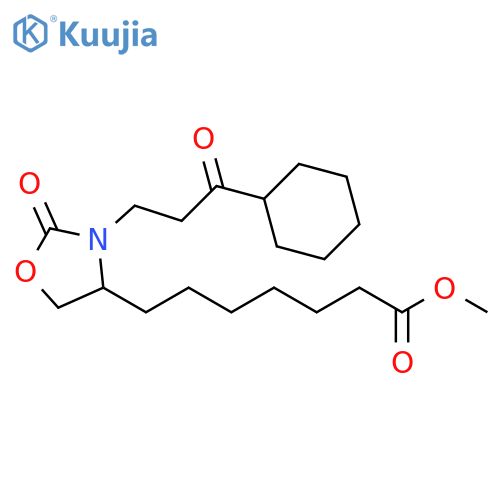 4-Oxazolidineheptanoic acid, 3-(3-cyclohexyl-3-oxopropyl)-2-oxo-, methyl ester structure