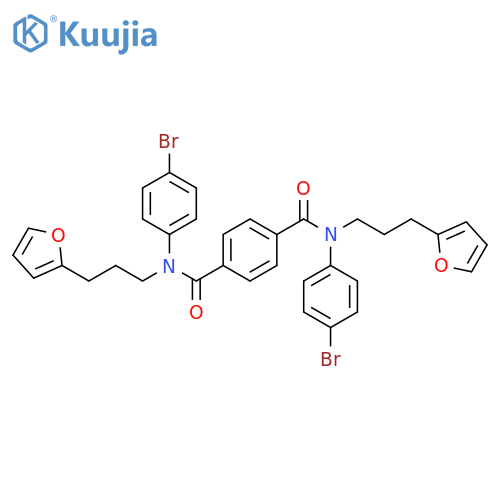 1,4-Benzenedicarboxamide, N1,N4-bis(4-bromophenyl)-N1,N4-bis[3-(2-furanyl)propyl]- structure