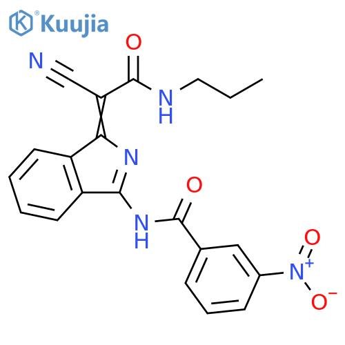 N-(1Z)-1-cyano(propylcarbamoyl)methylidene-1H-isoindol-3-yl-3-nitrobenzamide structure