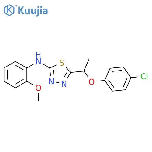 1,3,4-Thiadiazol-2-amine, 5-[1-(4-chlorophenoxy)ethyl]-N-(2-methoxyphenyl)- structure