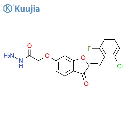 2-{(2Z)-2-(2-chloro-6-fluorophenyl)methylidene-3-oxo-2,3-dihydro-1-benzofuran-6-yloxy}acetohydrazide structure