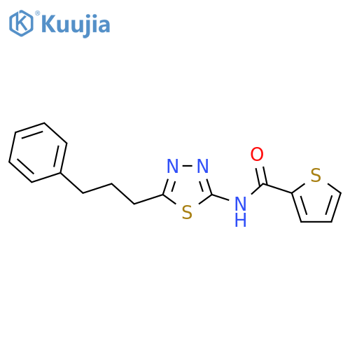 N-[5-(3-phenylpropyl)-1,3,4-thiadiazol-2-yl]-2-thiophenecarboxamide structure