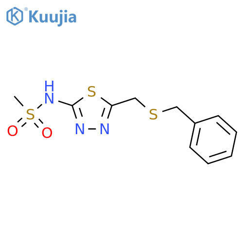 N-{5-[(benzylsulfanyl)methyl]-1,3,4-thiadiazol-2-yl}methanesulfonamide structure
