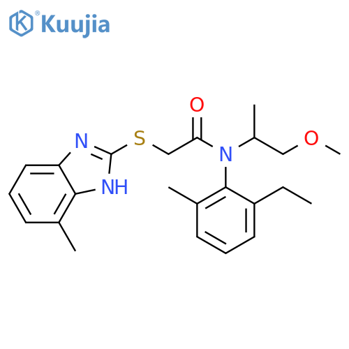 N-(2-ethyl-6-methylphenyl)-N-(1-methoxypropan-2-yl)-2-(4-methyl-1H-1,3-benzodiazol-2-yl)sulfanylacetamide structure