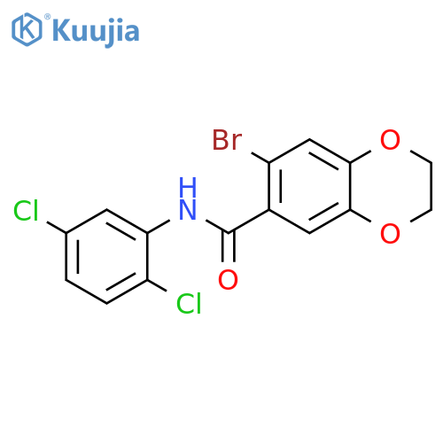 7-bromo-N-(2,5-dichlorophenyl)-2,3-dihydro-1,4-benzodioxine-6-carboxamide structure
