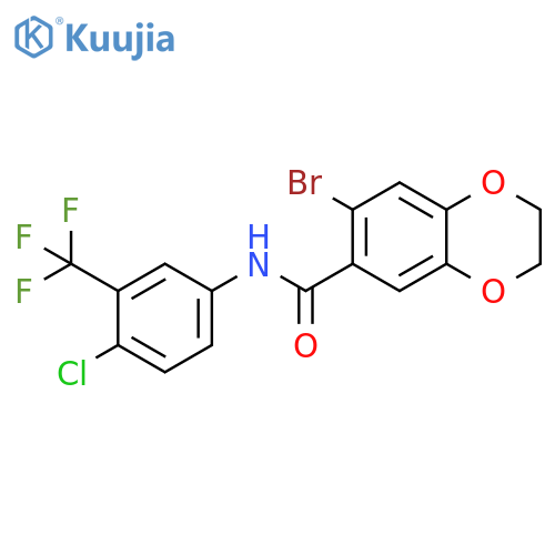 7-bromo-N-4-chloro-3-(trifluoromethyl)phenyl-2,3-dihydro-1,4-benzodioxine-6-carboxamide structure