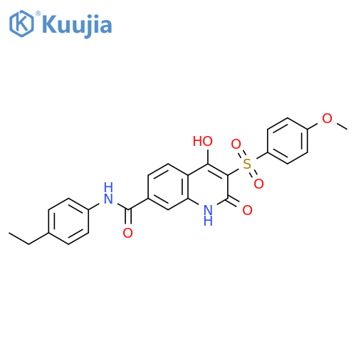 N-(4-ethylphenyl)-4-hydroxy-3-(4-methoxybenzenesulfonyl)-2-oxo-1,2-dihydroquinoline-7-carboxamide structure