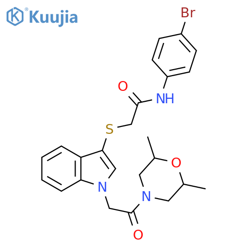N-(4-bromophenyl)-2-({1-2-(2,6-dimethylmorpholin-4-yl)-2-oxoethyl-1H-indol-3-yl}sulfanyl)acetamide structure