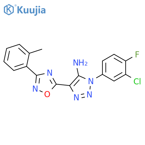1-(3-chloro-4-fluorophenyl)-4-3-(2-methylphenyl)-1,2,4-oxadiazol-5-yl-1H-1,2,3-triazol-5-amine structure