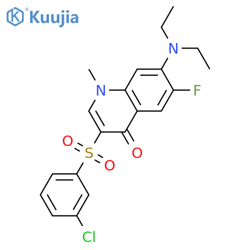 3-(3-chlorobenzenesulfonyl)-7-(diethylamino)-6-fluoro-1-methyl-1,4-dihydroquinolin-4-one structure