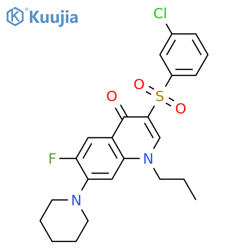 3-(3-chlorobenzenesulfonyl)-6-fluoro-7-(piperidin-1-yl)-1-propyl-1,4-dihydroquinolin-4-one structure