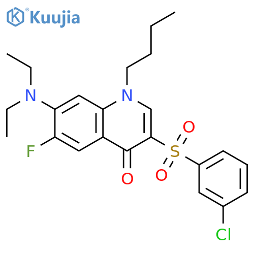 1-butyl-3-(3-chlorobenzenesulfonyl)-7-(diethylamino)-6-fluoro-1,4-dihydroquinolin-4-one structure