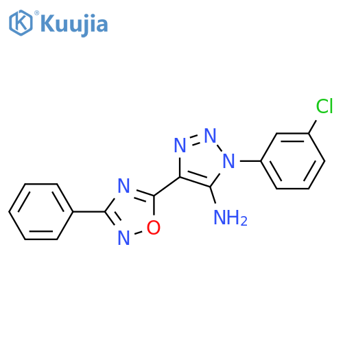1-(3-chlorophenyl)-4-(3-phenyl-1,2,4-oxadiazol-5-yl)-1H-1,2,3-triazol-5-amine structure