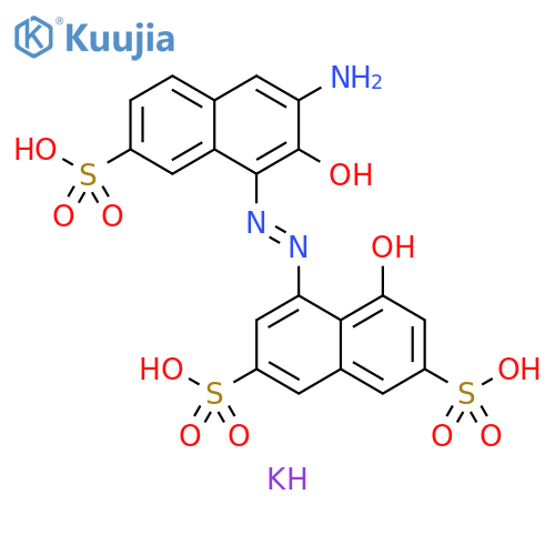 2,7-Naphthalenedisulfonic acid, 4-[2-(3-amino-2-hydroxy-7-sulfo-1-naphthalenyl)diazenyl]-5-hydroxy-, potassium salt (1:3) structure