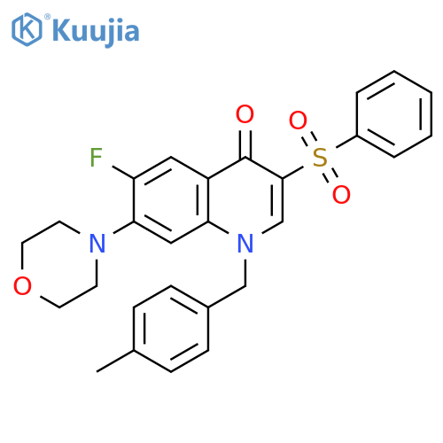 3-(benzenesulfonyl)-6-fluoro-1-(4-methylphenyl)methyl-7-(morpholin-4-yl)-1,4-dihydroquinolin-4-one structure
