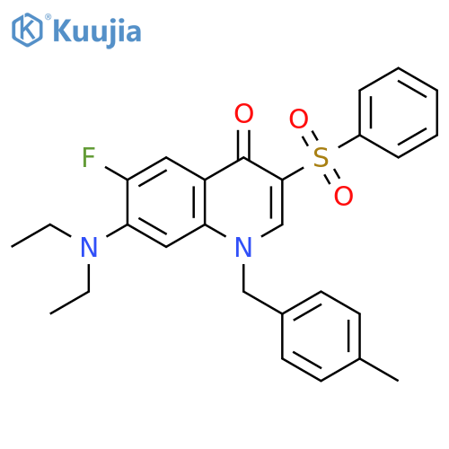 3-(benzenesulfonyl)-7-(diethylamino)-6-fluoro-1-(4-methylphenyl)methyl-1,4-dihydroquinolin-4-one structure