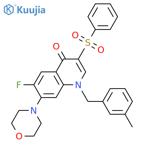 3-(benzenesulfonyl)-6-fluoro-1-(3-methylphenyl)methyl-7-(morpholin-4-yl)-1,4-dihydroquinolin-4-one structure