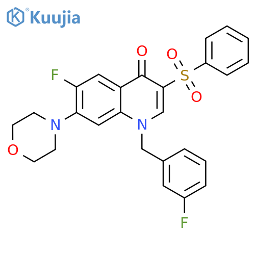 3-(benzenesulfonyl)-6-fluoro-1-(3-fluorophenyl)methyl-7-(morpholin-4-yl)-1,4-dihydroquinolin-4-one structure