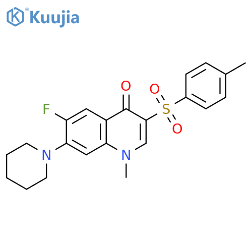 6-fluoro-1-methyl-3-(4-methylbenzenesulfonyl)-7-(piperidin-1-yl)-1,4-dihydroquinolin-4-one structure