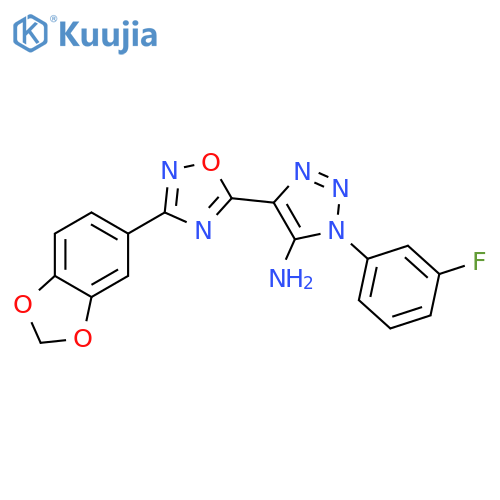4-3-(2H-1,3-benzodioxol-5-yl)-1,2,4-oxadiazol-5-yl-1-(3-fluorophenyl)-1H-1,2,3-triazol-5-amine structure