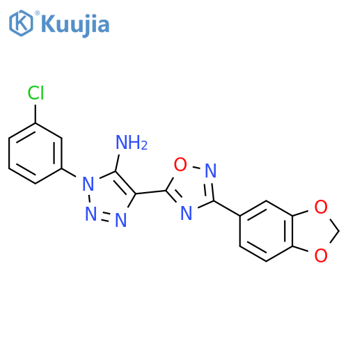 4-3-(2H-1,3-benzodioxol-5-yl)-1,2,4-oxadiazol-5-yl-1-(3-chlorophenyl)-1H-1,2,3-triazol-5-amine structure