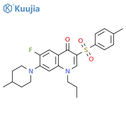 6-fluoro-3-(4-methylbenzenesulfonyl)-7-(4-methylpiperidin-1-yl)-1-propyl-1,4-dihydroquinolin-4-one structure