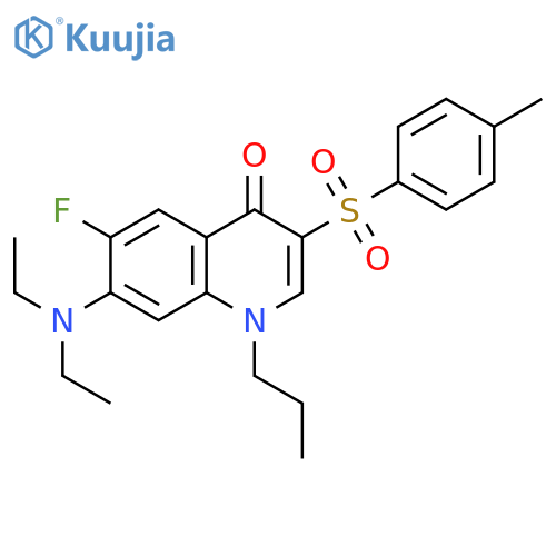 7-(diethylamino)-6-fluoro-3-(4-methylbenzenesulfonyl)-1-propyl-1,4-dihydroquinolin-4-one structure