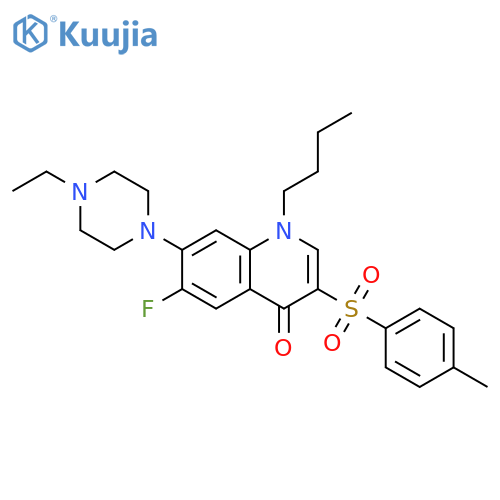 1-butyl-7-(4-ethylpiperazin-1-yl)-6-fluoro-3-(4-methylbenzenesulfonyl)-1,4-dihydroquinolin-4-one structure