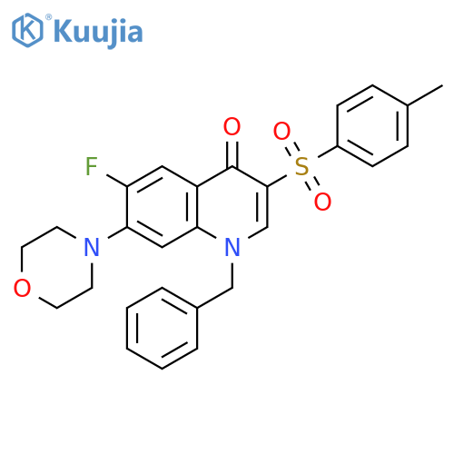 1-benzyl-6-fluoro-3-(4-methylbenzenesulfonyl)-7-(morpholin-4-yl)-1,4-dihydroquinolin-4-one structure