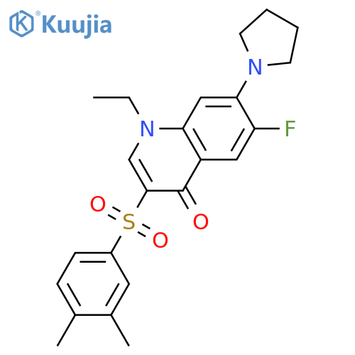 3-(3,4-dimethylbenzenesulfonyl)-1-ethyl-6-fluoro-7-(pyrrolidin-1-yl)-1,4-dihydroquinolin-4-one structure