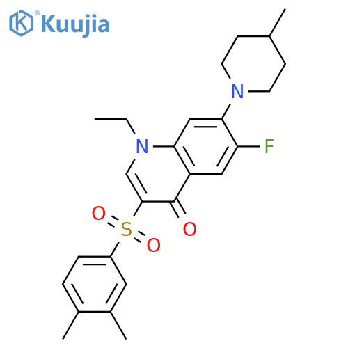 3-(3,4-dimethylbenzenesulfonyl)-1-ethyl-6-fluoro-7-(4-methylpiperidin-1-yl)-1,4-dihydroquinolin-4-one structure