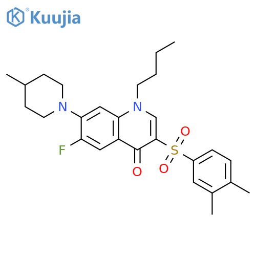 1-butyl-3-(3,4-dimethylbenzenesulfonyl)-6-fluoro-7-(4-methylpiperidin-1-yl)-1,4-dihydroquinolin-4-one structure