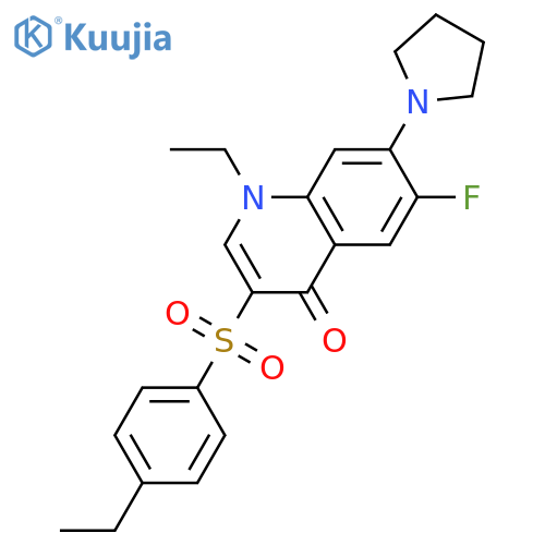 1-ethyl-3-(4-ethylbenzenesulfonyl)-6-fluoro-7-(pyrrolidin-1-yl)-1,4-dihydroquinolin-4-one structure