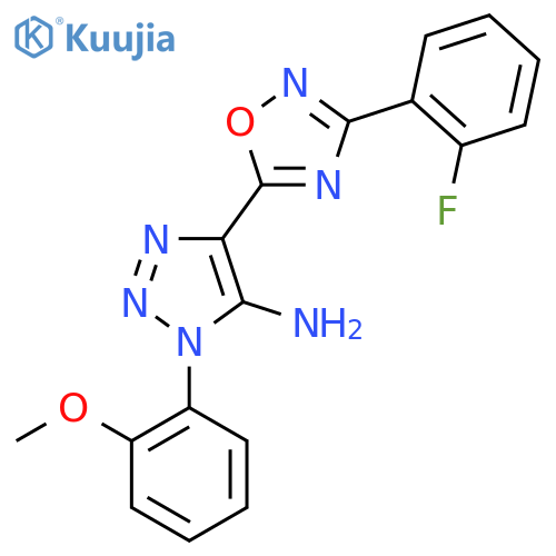4-3-(2-fluorophenyl)-1,2,4-oxadiazol-5-yl-1-(2-methoxyphenyl)-1H-1,2,3-triazol-5-amine structure